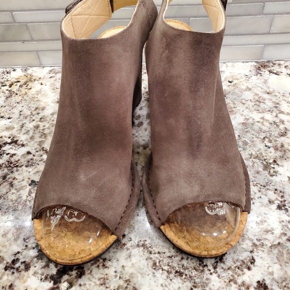 Clarks Cusion Suede Cork Wedges Slingback Women’s Sandals brown tupe new 8 - Picture 8 of 8